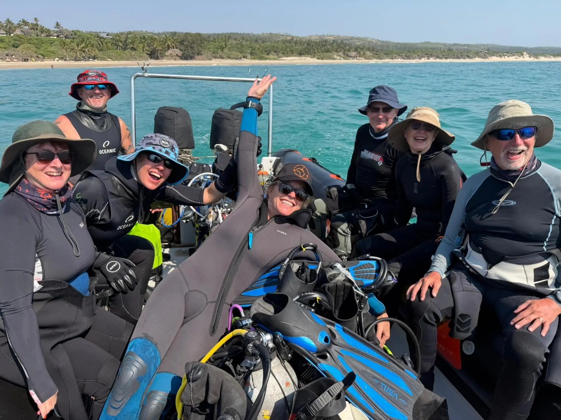 Blue Ocean Diving Maidstone team on the RIB in Mozambique